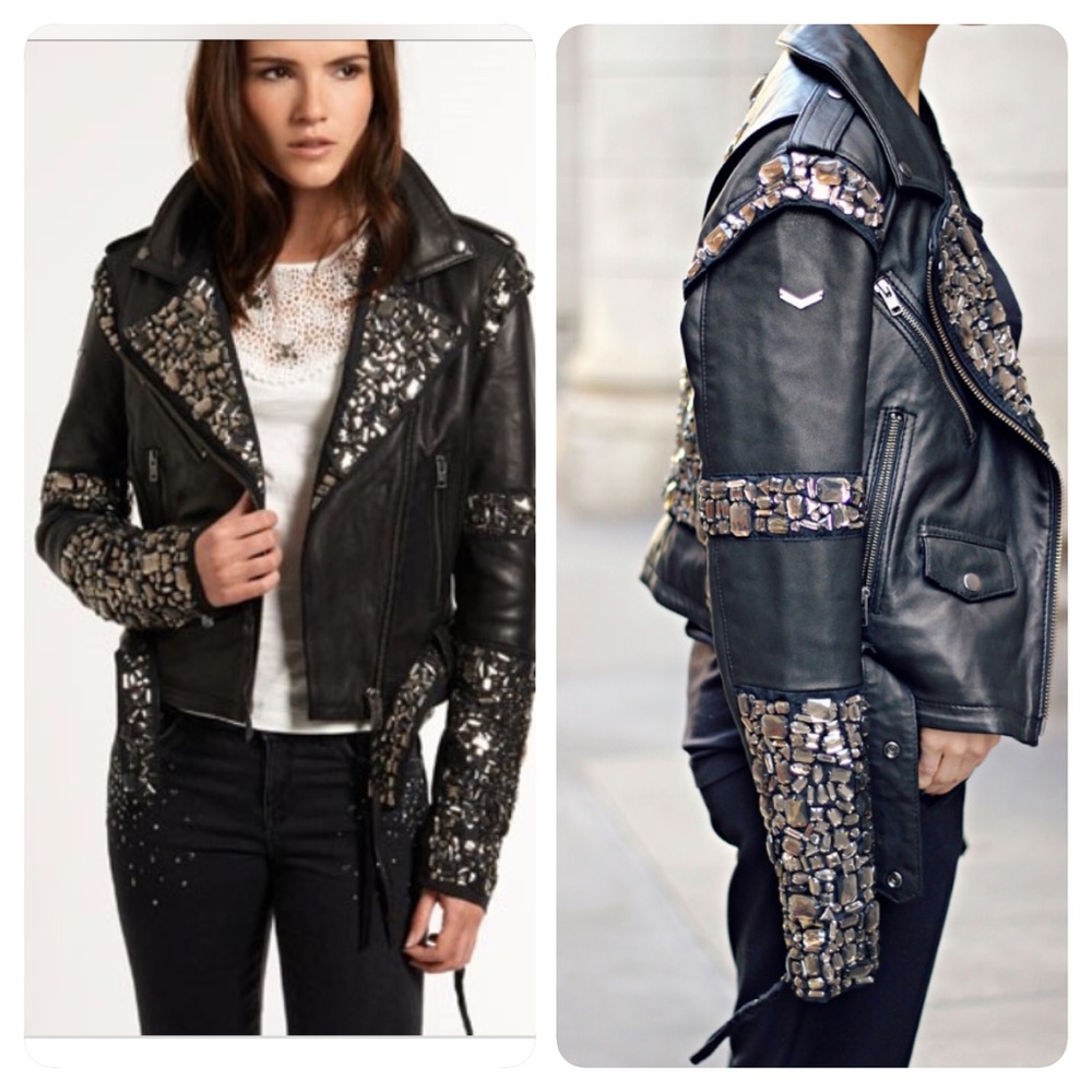 👀ISO👀 Superdry Leather Embellished Jacket Sz M/L